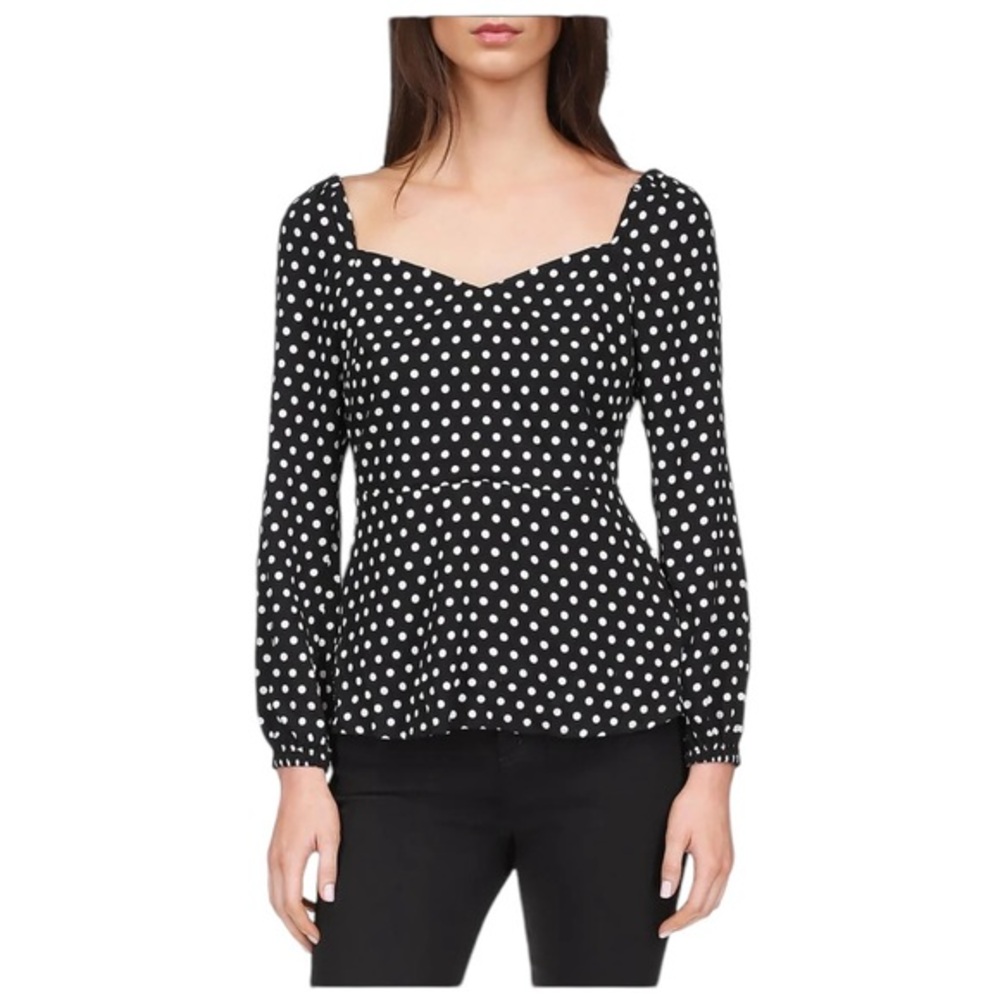 MICHAEL MICHAEL KORS PUFF SLEEVE POLKA DOT PEPLUM TOP SIZE LARGE